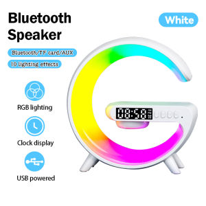DoomHot Bluetooth Speaker RGB Light 4 In 1Multifunctional 15W Wireless Charger LED Atmosphere Ambient Light with Alarm Clock Desk Lamp Wireless Charging Modern Speaker