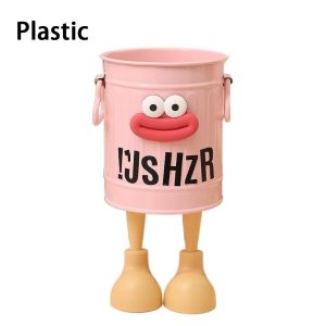 WUXU Cartoon Pencil Holder Big Mouth DIY Pen Container Round Desktop Storage Buckets Students Stationery