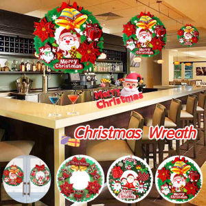Door Hanging 3D Christmas Wreath Paper Mall Store Snow Wreath Home Window Xmas Decoration