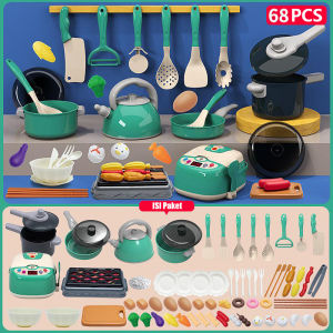 HAHA TOY 68/79/102pcs Dapur Mini Kompor Anak Listrik Mainan Anak-anak Mainan Memasak Pendidikan