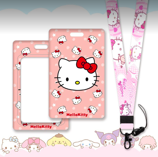 Hello kitty Melody Cinnamoroll Kuromi Plastic ID Holder With Lanyard ...