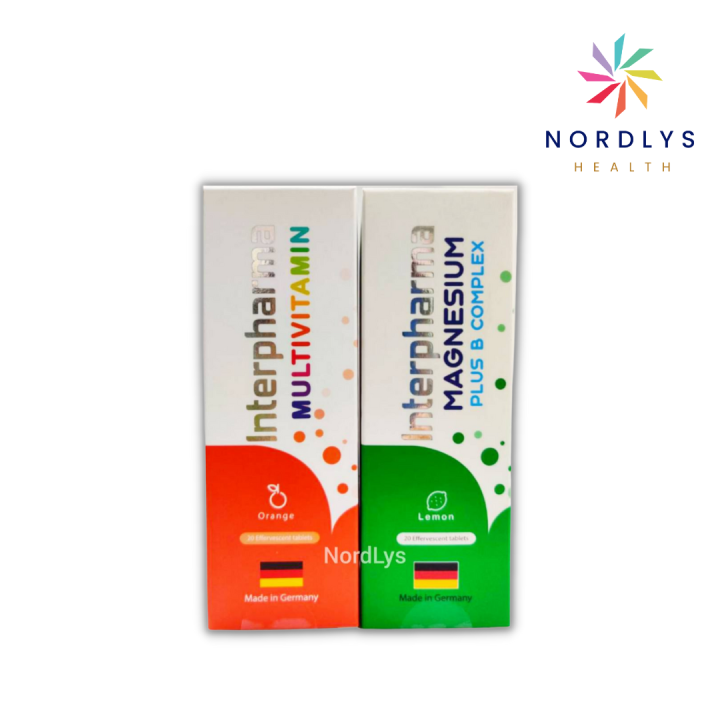 Multivitamin 20 เม็ด วิตามินรวม แบบเม็ดฟู่ รสส้ม interpharma (Made in Germany) & Magnesium