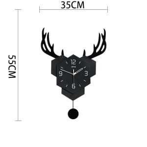 Nordic Style Deer Head  Wall Clock Modern Art Mute Clock Home Decor Fashion Clock Creative Quartz Wall Clocks