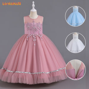 lontakids Flower Girl Sleeveless Pageant Dress Formal Wedding Party Tutu Gown Kids Princess Long Dresses Ball Prom