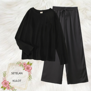 Joy Sana Baju Setelan Wanita Remeja Sweater Polos Basic Dan Celana Panjang Kulot