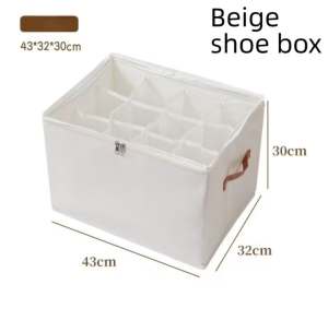 LHS.ph Storage Box Foldable12 Grids Shoe With Lid & Zipper Shoe Organizer Waterproof Storage Box