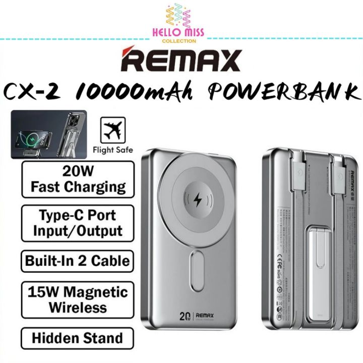 REMAX POWERBANK CX-2 10000mAh MAGNETIC WIRELESS 15W + PD20W BUILD IN ...