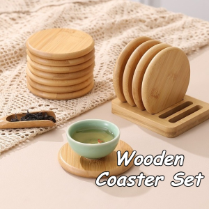 10CM Wooden Coaster Set Round Shape Cup Mug Tea Coater With Base Simple Tea Ceremony Accessories