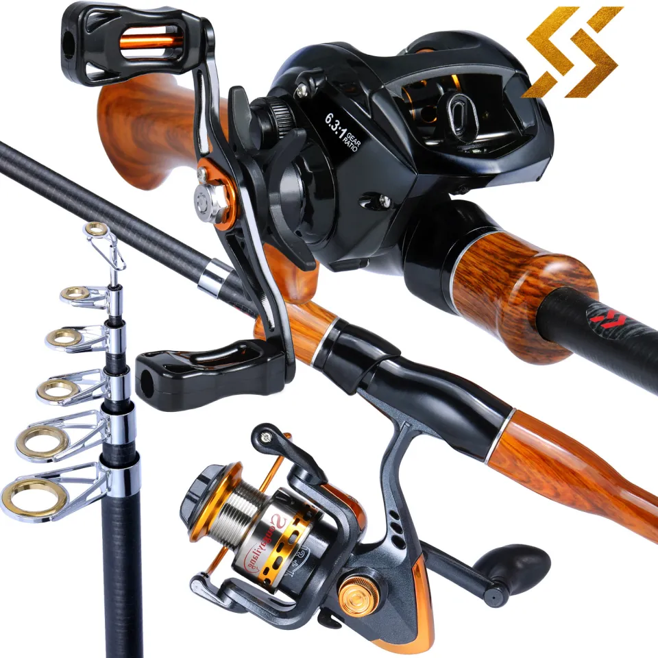 Sougayilang Fishing Complete Set Spinning Set Casting Set Telescopic 1.6m  Fishing Rod and 12+1BB or 13+1BB Fishing Reel with Fishing Accessories  Fishing Tackles