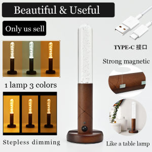 Rechargeable Wall Lamp USB Charging Night Light LED Wood Wall Light Kitchen Cabinet Closet light Table Move Lamp Bedside Bedroom