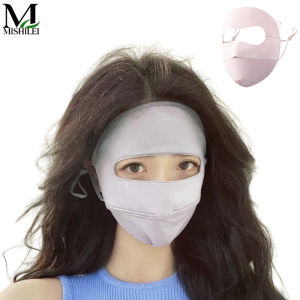 Full Face Sun Mask Ice Silk Cooling UPF 50 UV Block Breathable Lightweight Outdoor Travel