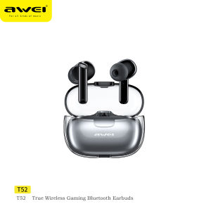 Awei T52 Tai nghe Bluetooth không dây Thiết kế vỏ nang không gian trong suốt Tai nghe Bluetooth V5.3 Bass In-Ear TWS Có Mic Giảm tiếng ồn thông minhTai nghe Tai nghe âm thanh nổi HiFi