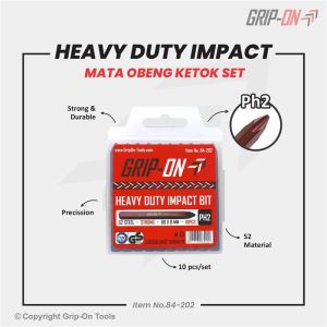 Grip-On Heavy Duty Impact Mata Obeng Ketok Plus (+) Set 80x8 MM Set Kombinasi PH2 & PH3