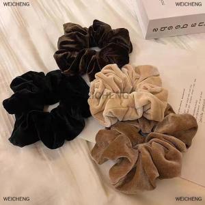 [COD] WEICHENG Vintage Velvet Scrunchie Girl Ponytail Holder Large Elastic Rubber Hair Rope Women Hair Tie Soft Headwear Fashion Hair Accessory