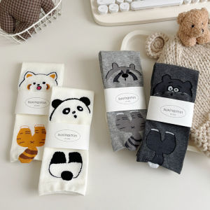 4Pairs Cartoon 3D Animal Mid-Calf Socks Women Cotton Breathable Autumn and Winter Socks Soft Cozy High Socks