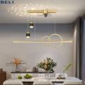 IGDL Nordic starry pendant light with ceiling fan modern luxury dining room lamp creative decorative table chandelier multi-mode hanging lighting copper motor fan lamps. 