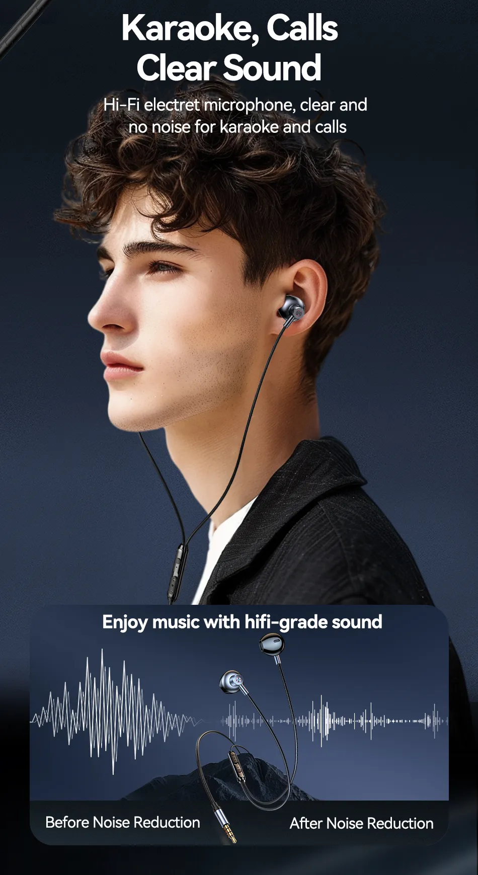 Rocoren Écouteurs Hi-Fi Puissants avec Micro – Jack 3.5mm Universel pour Téléphones Android