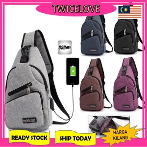 TWICELOVE Malaysia - USB Man Port Urban Stylish Chest Pouch Backpack New Ready Stock