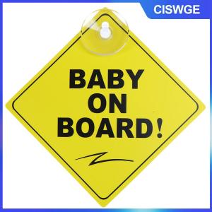 CISWGE Em bé trên tàu an toàn cửa sổ xe hút cốc màu vàng phản chiếu dấu hiệu cảnh báo 12cm