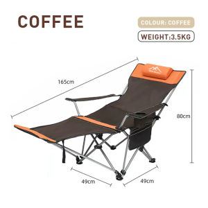 Kursi Lipat Recliner Outdoor 2in1 Extra Panjang Rangka Stainless + Oxford Beban 150kg Berat 3.2kg