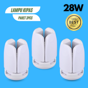 (PAKET 3 PCS) LAMPU LED BENTUK KIPAS 28 WATT LAMP FAN BLADE 28W CAHAYA PUTIH TERANG HEMAT ENERGI E27