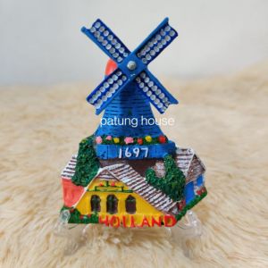 Magnet Tempelan Kulkas Kincir Holland Souvenir Belanda Biru