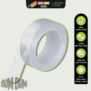 Băng Dính Trong Suốt 2 Mặt Dài 5m rộng 3cm Chính Hãng Bum Bum House Dính Đa Năng Trong Suốt Siêu Dày 2mm – Siêu Bám – Chọn Chiều Dài - Băng Keo 2 Mặt 3m Chính Hãng Trong Suốt Dán Ổ Điện Dán Tường Chịu Lực Cao Loại Cao Cấp
