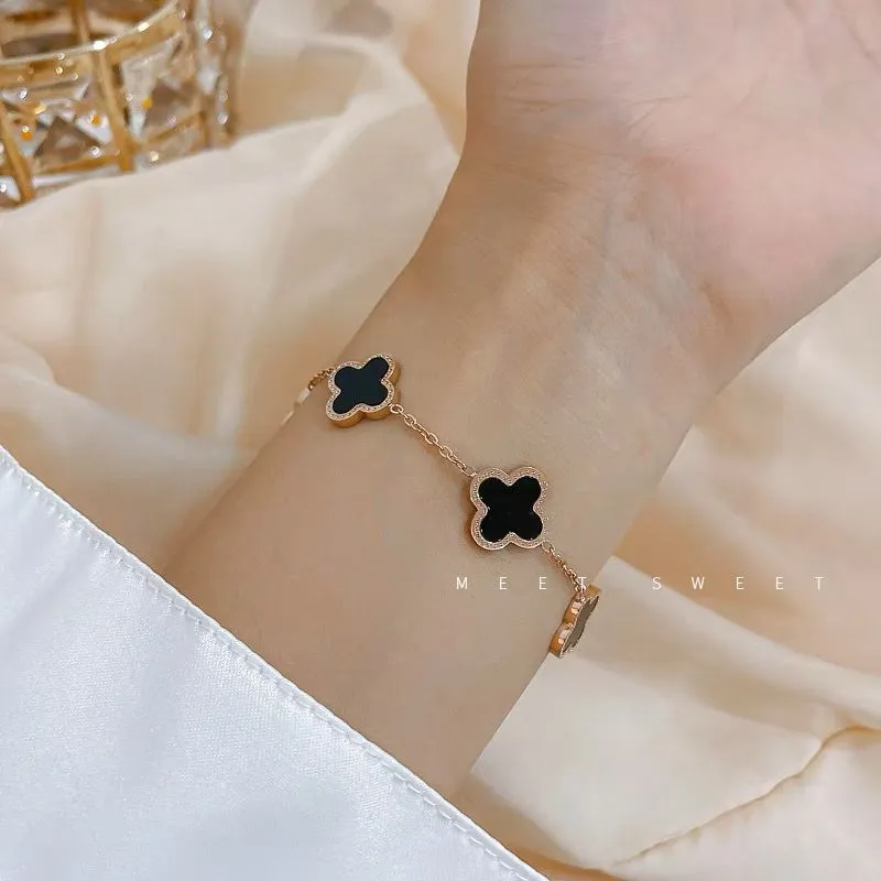 Gelang Tangan Clover ROse Gold Perempuan Lazada Indonesia