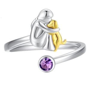 พอดีกับแหวนลายหัวใจ Comfort ที่มีดีไซน์สุนัขและเด็กหญิงช่วยให้มั่นใจว่าใช้งานได้นาน