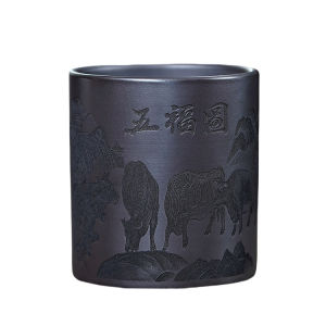 壶芝宴宜兴紫砂壶茶具主人杯口杯五福图杯原矿石黄