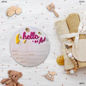 [COD] XIPIN กระดานไม้แจ้งเตือนทารกแรกเกิด Hello World น่ารักประกาศคลอด