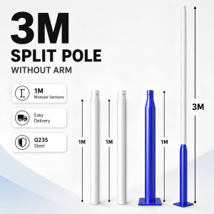 Steel Pole Light Pole for LED Solar Street Light Bracket Garden Light Assembled Straight Pole