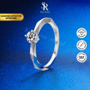 RoyStone - Cincin Wanita Moissanite Sertifikat GRA Original Lapis Emas - Ellery Ring