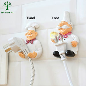 NFA ที่แขวนปลั๊กไฟ ลายการ์ตูนพ่อครัว ที่แขวนอเนกประสงค์ ที่แขวนปลั๊กพ่อครัว เบ็ด ที่เสียบปลั๊ก ที่ยึดสายไฟการ์ตูน ลวด การจัด ตัวล็อคสายไฟ ตัวล็อคสายไฟ การ์ตูนสายไฟจัดเก็บแขวนเชฟเสียบตะขอเสียบออแกไนเซอร์ยึด