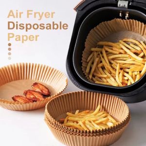 【Melody】50 PCS Air Fryer Paper Liner Disposable Air Fryer Sheet Oil-proof Parchment Paper 6.3" Non-Stick #HL0147#