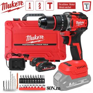 Mukete【Ship within 6 hours】 Brushless Drill Set Heavy Duty Cordless Drill Batteri Screwdriver Impact Drill Driver Kit Hand Drill