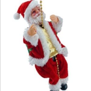 Christmas Hanging Santa Toy Plush Electric Musical Singing Climbing Rope Ladder Tree Decor