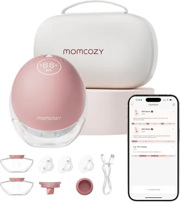 Momcozy Breast Pump Hands Free Upgraded Mobile Flow | M9 App Discreet Control with Personalized Multi-Modes & 15 Levels Wearable Breast Pump 24mm 1 Pack