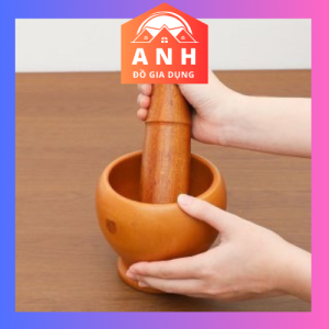 Bộ chày giã cối gỗ cao cấp Bộ chày cối gỗ hình lu tiện dụng trong nhà bếp