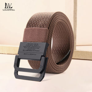 LouisWill เข็มขัดไนลอนผู้ชายเข็มขัดเข็มขัดวันพักผ่อนทันสมัย120ซม. เข็มขัดหัวเข็มขัดห่วงคู่เข็มขัดแฟชั่นเยาวชนเข็มขัดกางเกงกีฬาทันสมัยเรียบง่ายเข็มขัดทนทาน