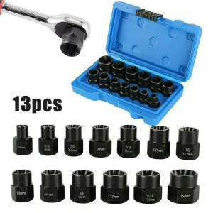 13pcs Impact Bolt Nut Removal Extractor Socket Tool Set Damaged Nut Bolt Remover 3/8"Bolt Remover Tool Set