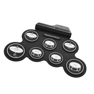 Compact Size USB Roll-Up Silicon Drum Set Digital Electronic Drum Kit 7 Drum Pads with Drumsticks Foot Pedals for Beginners Children Kids