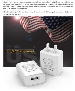 Cốc sạc 5V1A cho điện thoại iphone ipad(tiêu chuẩn cao cấp UL của mỹ cũng là tiêu chuẩn của củ sạc iphone chính hãng
