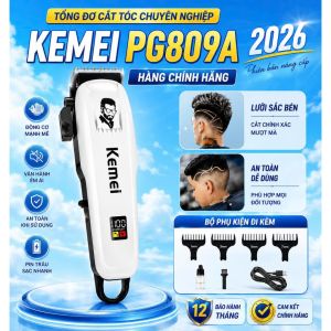 Tông Đơ Chấn Viền KM PG 809A Tông Đơ Cắt Tóc Cho Bé Và Người Lớn Lưỡi Sắc Pin Khủng Êm Máy
