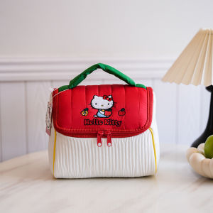 100% Authentic Sanrio Hello Kitty Makeup Bags Cosmetics Bag Mini Storage Bags Cartoon Polyester Material Dual Zipper Travel Portable Birthday Gifts 3371-1729