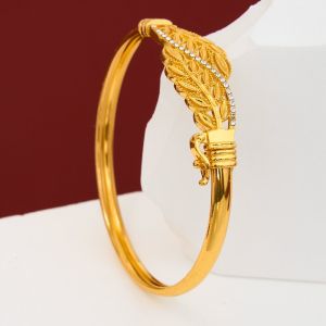 Fashion gold Wheat Spike Geometric Womens Bracelet with Rhinestones Holiday Gift