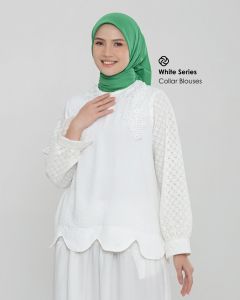 BLOUSE WHITE SERIES COLLAR BLOUSES BY DEENAY BAHAN COTTON ATASAN BLUS WANITA PREMIUM