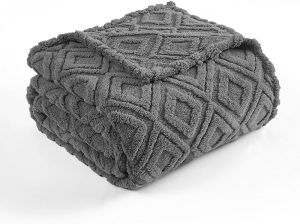 Walensee Diamond Flannel Fleece Throw Blanket(Throw Size 50"x60" Pink)3D Jacquard Fuzzy Warm Blanket for CouchSofaBedChair All-SeasonSuper Soft Touch Cozy Lightweight Throw for Mom Gifts