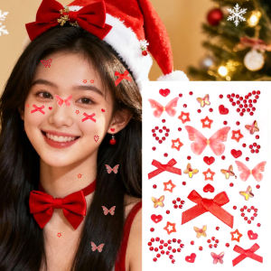 Christmas Tree Face Stickers Flash Diamond Embellished Heart