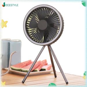 JOCESTYLE Rechargeable USB Tent Fan with LED Light Tripod Hanging Camping Ceiling Fan W/ Timer Function for Outdoor Tents Canopy RV
